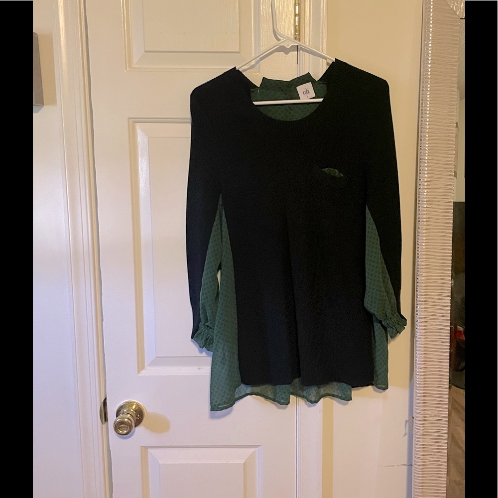 CAbi Get Together Sweater knit front.